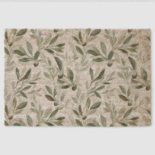 Sage Green Watercolor French Country Olive Pattern Fiber Doormat