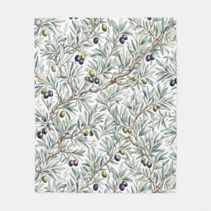 Sage Green Watercolor French Country Olive Pattern Fleece Blanket