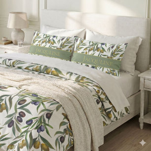 Sage Green Watercolor French Country Olive Pattern Pillow Case