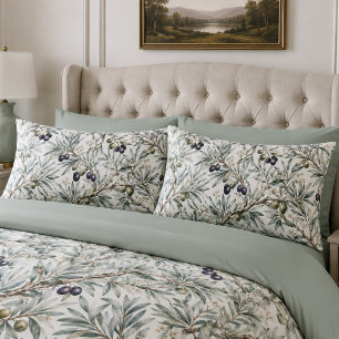 Sage Green Watercolor French Country Olive Pattern Pillow Case