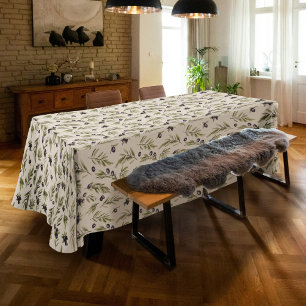 Sage Green Watercolor French Country Olive Pattern Tablecloth