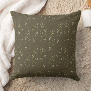 Sage Green Watercolor French Country Olive Pattern Throw Pillow