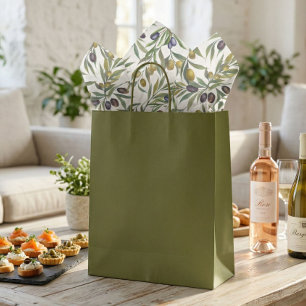 Sage Green Watercolor French Country Olive Pattern Tissue Paper