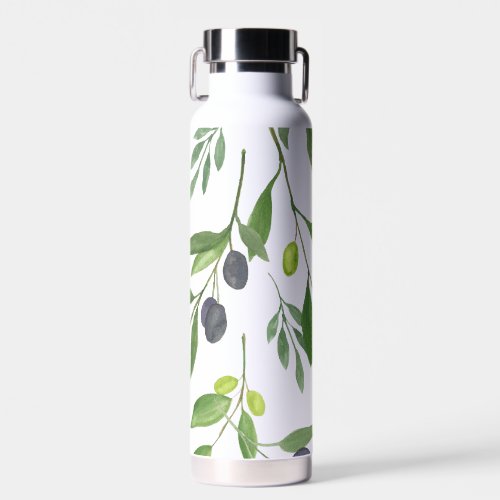 Sage Green Watercolor French Country Olive Pattern Water Bottle