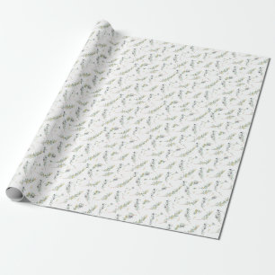 Sage Green Watercolor French Country Olive Pattern Wrapping Paper