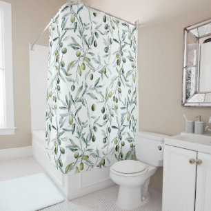 Sage Green Watercolor French Country Olive  Shower Curtain