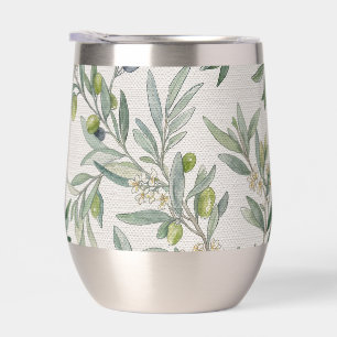 Sage Green Watercolor French Country Olive Thermal Wine Tumbler
