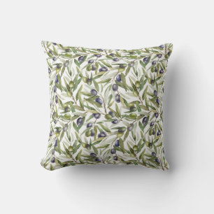 Sage Green Watercolor French Country Olive Throw Pillow