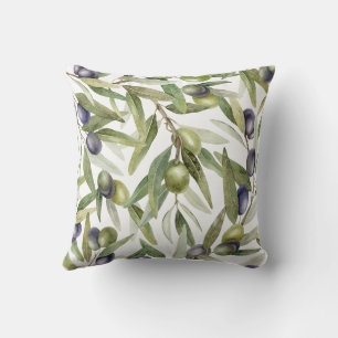 Sage Green Watercolor French Country Olive Throw Pillow