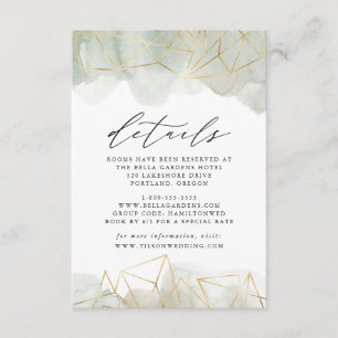 Sage Green Watercolor Geometric Wedding Details Enclosure Card