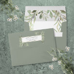 Sage Green Watercolor Greenery Return Address Envelope<br><div class="desc">Featuring delicate watercolor leaves on a sage green background,  this chic botanical wedding envelope can be personalized with your name and address. Designed by Thisisnotme©</div>