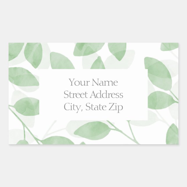 Sage Green Watercolor Leaves Labels (Front)