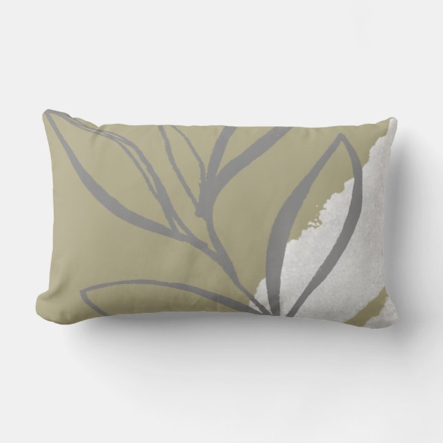 Sage Green Watercolor Lumbar Pillow (Front)