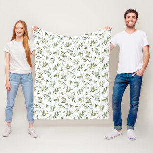 Sage Green Watercolor Olives Fleece Blanket