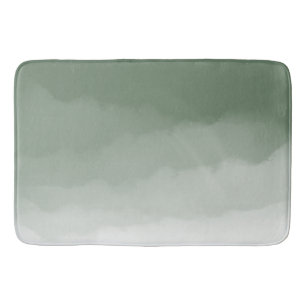 Sage Green Watercolor Ombre (sage green/white) Bath Mat
