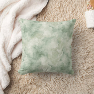 sage Green Watercolor Pattern  Throw Pillow