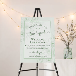 Sage Green Watercolor Peonies Unplugged Wedding Foam Board