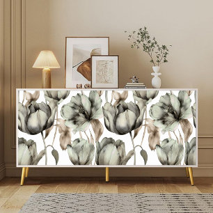 Sage Green Watercolor peony floral decoupage Tissue Paper