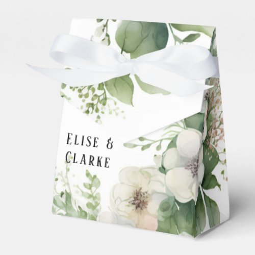 Sage Green Watercolor Peony Wedding Favor Boxes