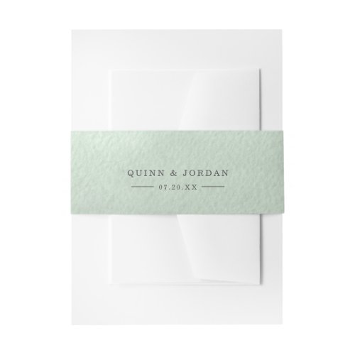 Sage Green Watercolor Personalized Wedding Invitation Belly Band