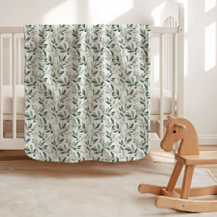 Sage Green Watercolor Rustic Olive Pattern Baby Blanket