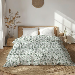 Sage Green Watercolor Rustic Olive Pattern Duvet Cover