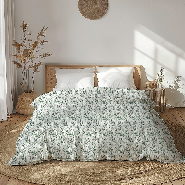 Sage Green Watercolor Rustic Olive Pattern Duvet Cover (Creator Uploaded)