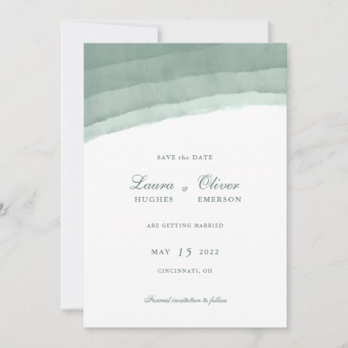 Sage Green Watercolor Save the Date
