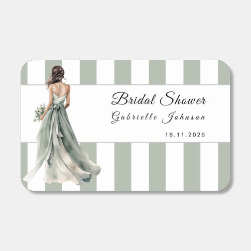 Sage green watercolor stripes boho bridal shower  matchboxes