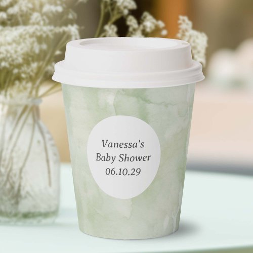 Sage Green watercolor Texture Pattern Paper Cups