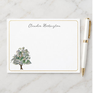 Sage Green Watercolor Tree Nature Lover Thank You Note Card