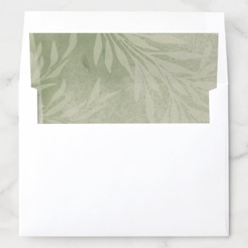 Sage Green Watercolor Wash With Botanical Leaves Envelope Liner by labellarue at Zazzle