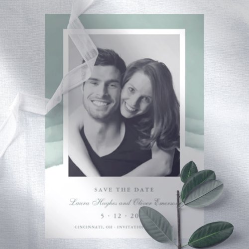 Sage Green Watercolor Wedding Save the Date Invitation