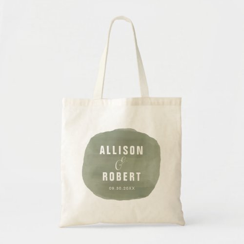 Sage Green Watercolor Wedding Welcome Bag Tote Bag