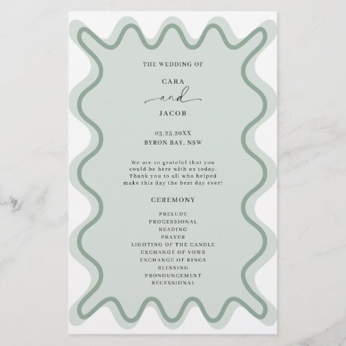 Sage Green Wavy Border Ceremony Program