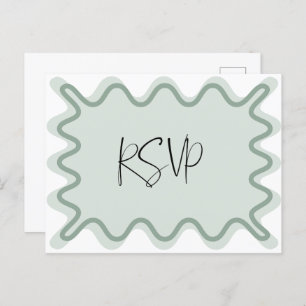 Sage Green Wavy Border RSVP Postcard