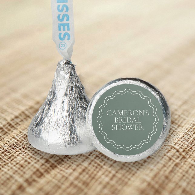 Sage Green | Wavy Scallop Border Bridal Shower Hershey®'s Kisses® (Creator Uploaded)