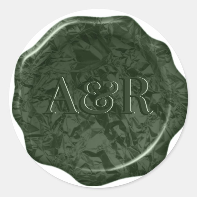 Sage Green Wax seal Sticker monogram, (Front)