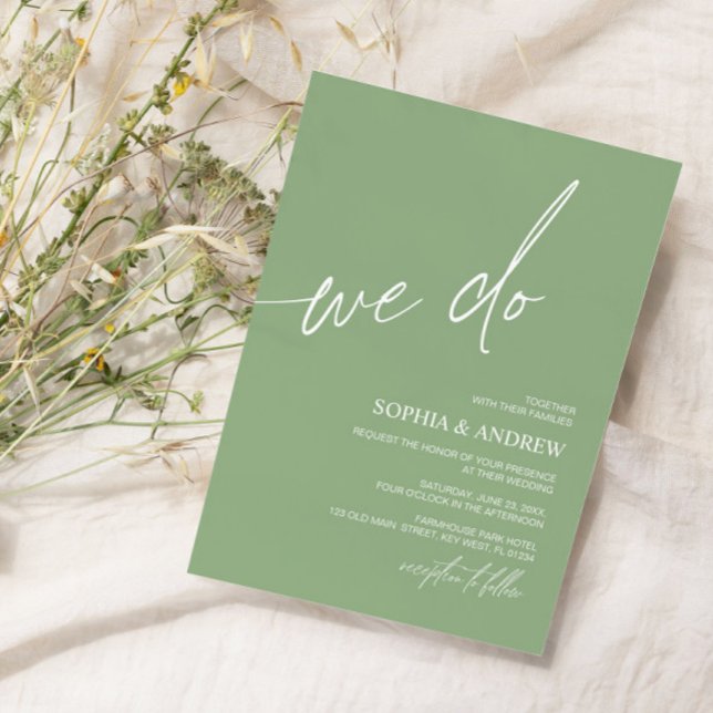 Sage Green We Do Minimalist Wedding Invitation (Creator Uploaded)