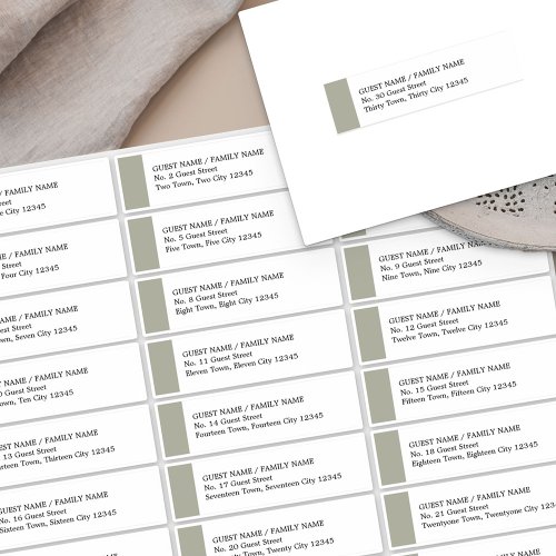 Sage Green Wedding 30 Guest Address Labels