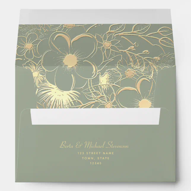 Sage Green Wedding 5x7 Envelope Zazzle