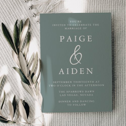 Sage Green Wedding A Modern Invitation