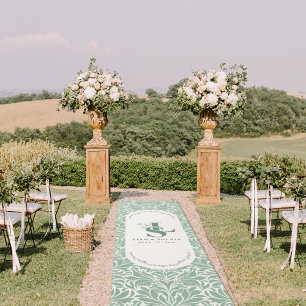Sage Green Wedding Aisle Runner - Custom Monogram 