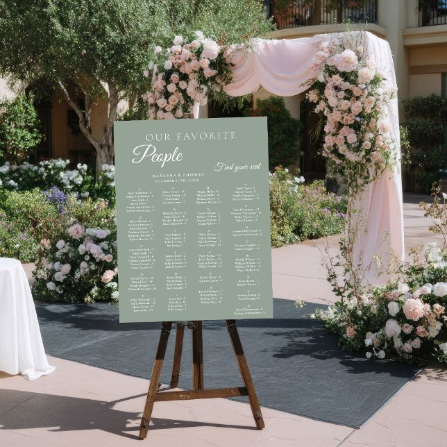 Sage green Wedding Alphabetical Seating Chart Foam Board (Creator Uploaded)