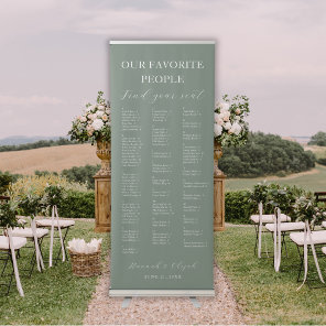 Sage Green Wedding Alphabetical Seating Chart Retractable Banner