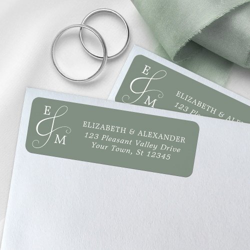 Sage Green Wedding Ampersand Return Address Label
