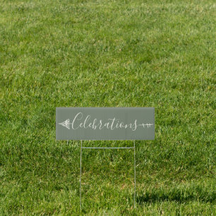 Sage Green Wedding Arrow Direction Celebrations Sign