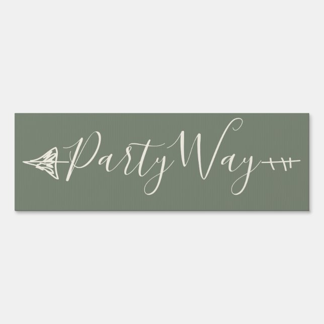 Sage Green Wedding Arrow Direction Small Party Way Sign (Front)