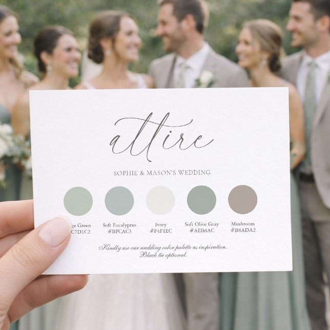 Sage Green Wedding Attire Card with Neutral Color (Creator Uploaded)
