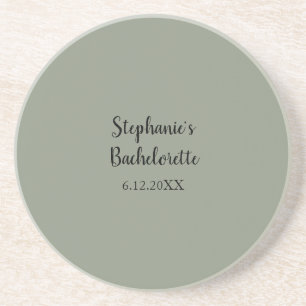 Sage Green Wedding Bachelorette Name Favor Gift Coaster
